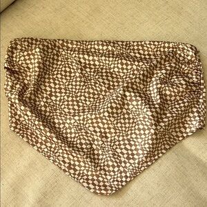 Brown and White Checkered Scarf Top
